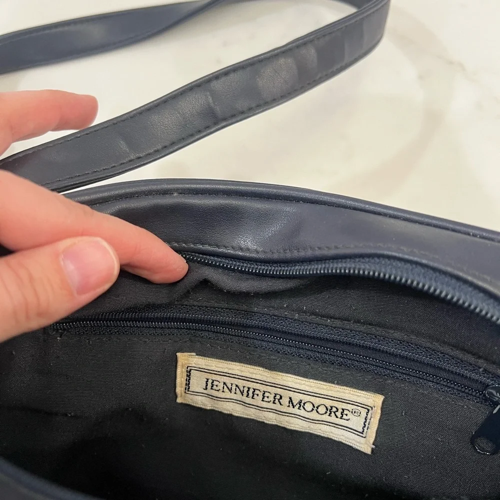 Vintage Jennifer Moore Navy leather Crossbody Bag
